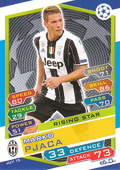 Marko Pjaca Juventus FC 2016/17 Topps Match Attax CL Rising Star #JUV15